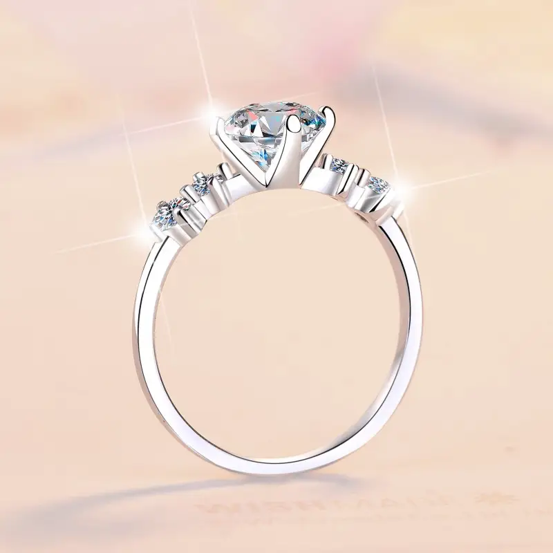 Moissanite Four Claw Ring Women Sterling Silver - Image 5