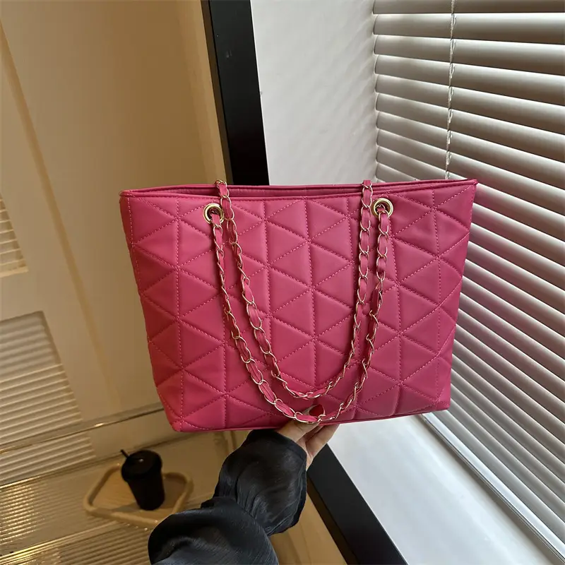 Pink Quilted Chain Shoulder Bag for Women