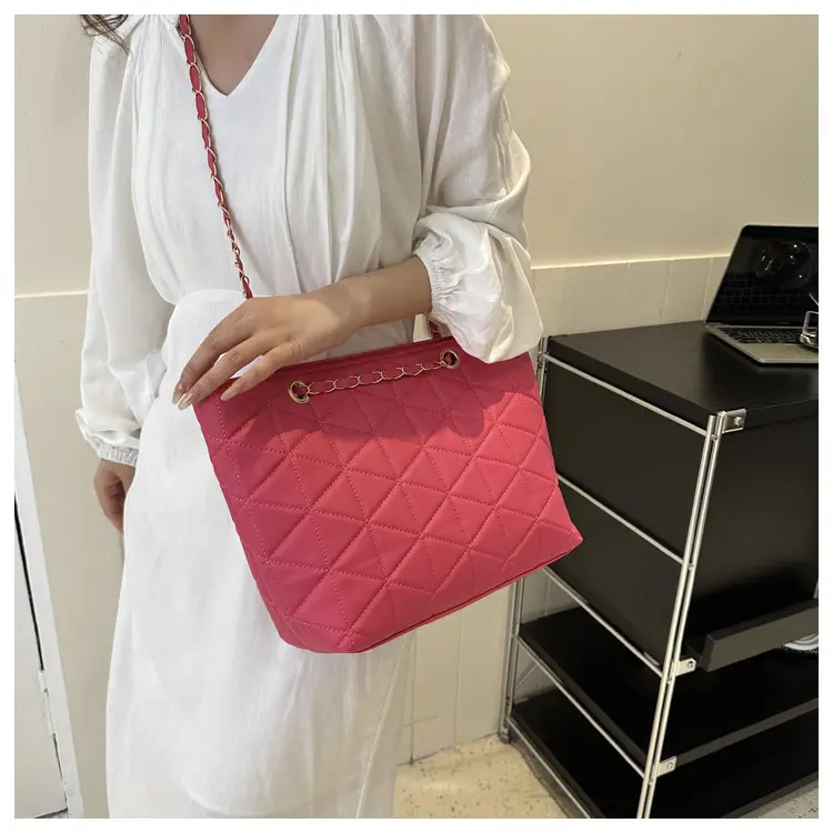 Pink Quilted Chain Shoulder Bag for Women — feature 12