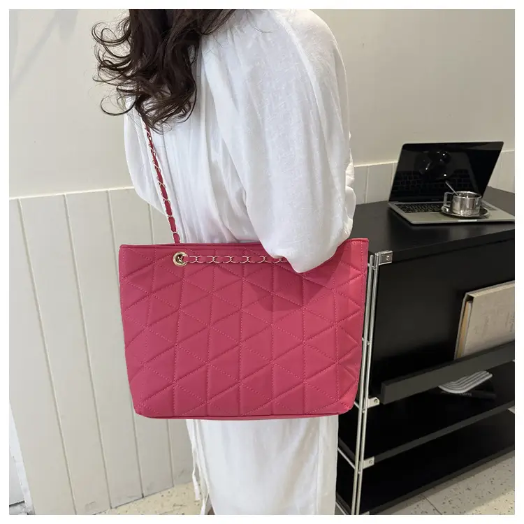 Pink Quilted Chain Shoulder Bag for Women — feature 13
