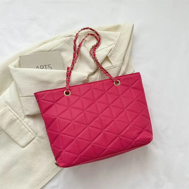 Pink Quilted Chain Shoulder Bag for Women