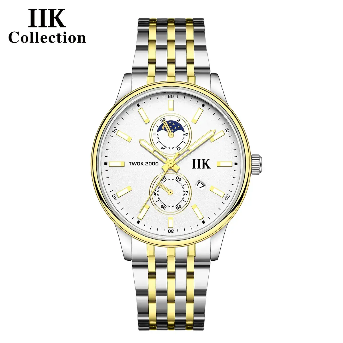 IIK Men's Quartz Watch Silver Band Waterproof Business Sports - Image 4