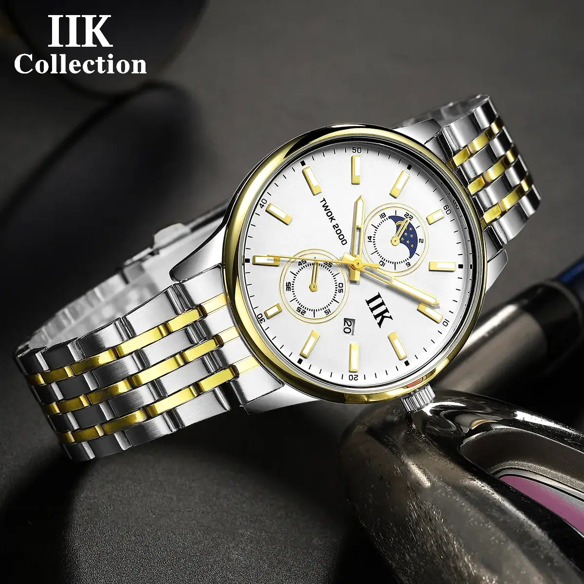 IIK Men's Quartz Watch Silver Band Waterproof Business Sports - Image 7
