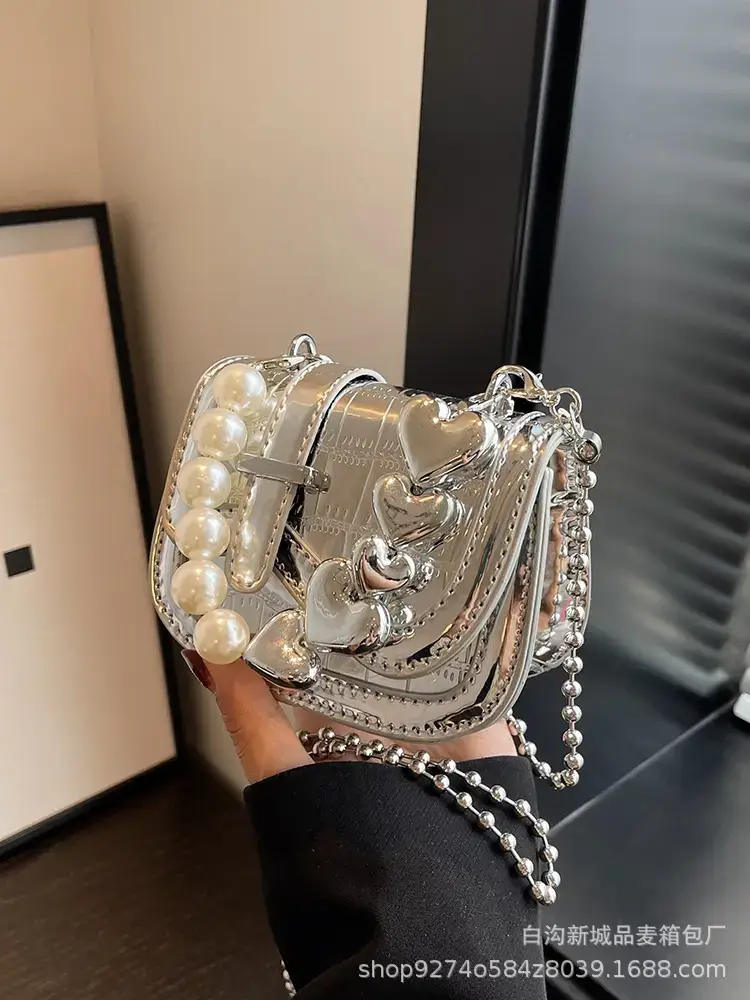 Black Pearl Chain Mini Shoulder Bag for Women - Image 7
