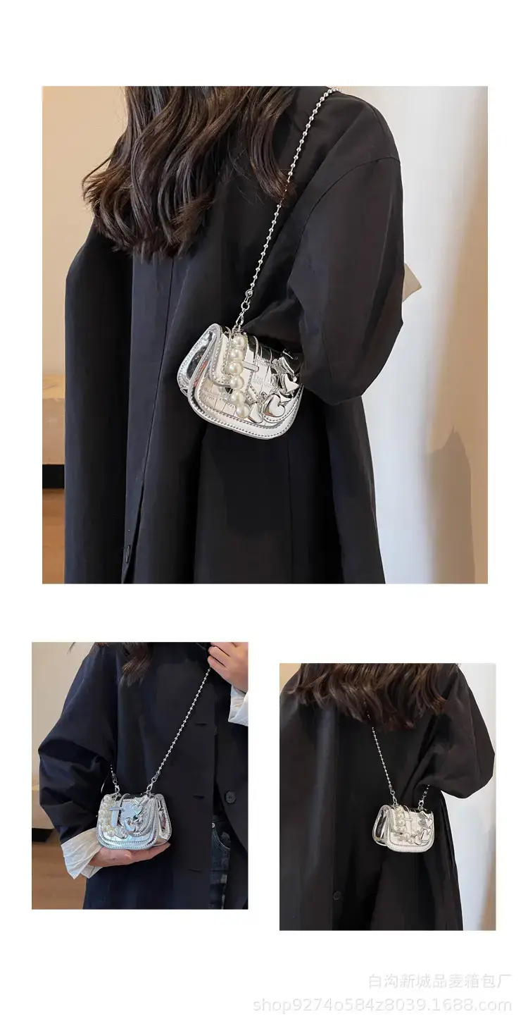 Black Pearl Chain Mini Shoulder Bag for Women — feature 12