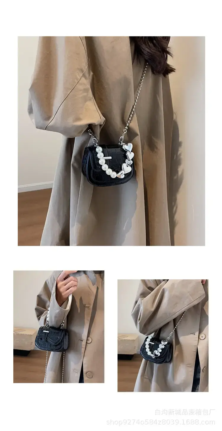 Black Pearl Chain Mini Shoulder Bag for Women — feature 13