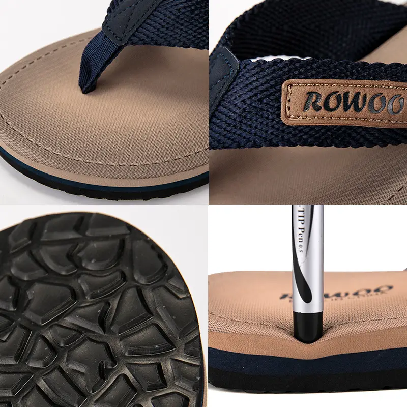 Men's Black Mesh Flip Flops Summer Sandals