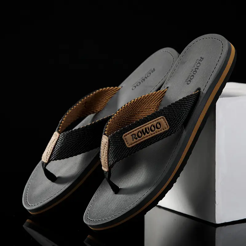 Men's Black Mesh Flip Flops Summer Sandals
