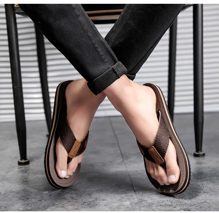Men's Black Mesh Flip Flops Summer Sandals — feature 13