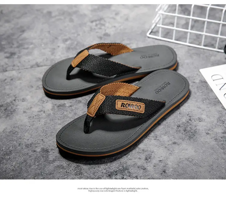 Men's Black Mesh Flip Flops Summer Sandals — feature 7
