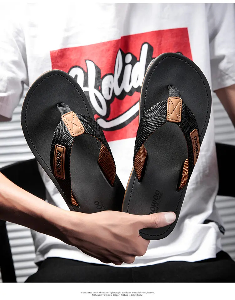 Men's Black Mesh Flip Flops Summer Sandals — feature 8