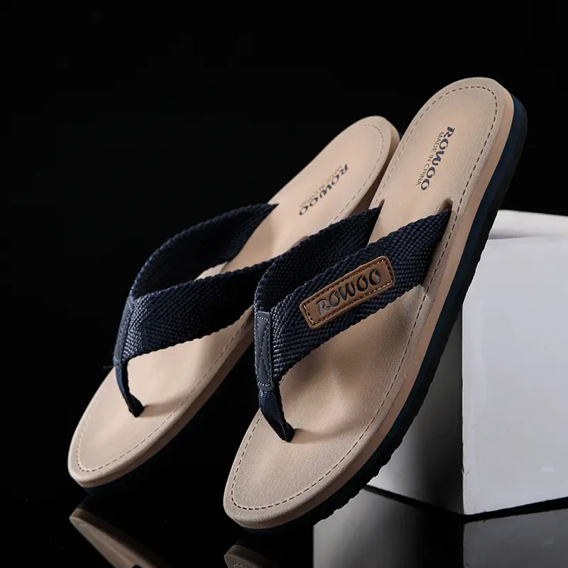 Men's Black Mesh Flip Flops Summer Sandals