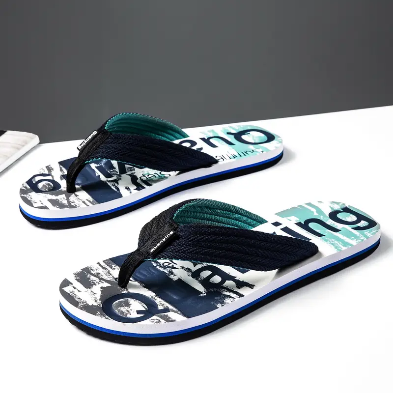 Men's Black Mesh Flip Flops Summer Sandals