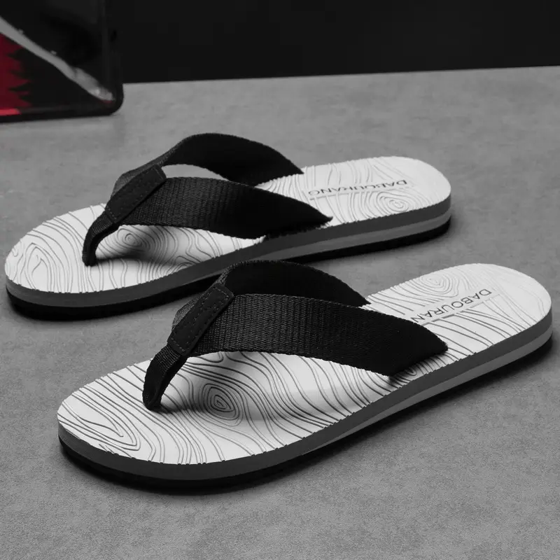 Men's Black Mesh Flip Flops Summer Sandals