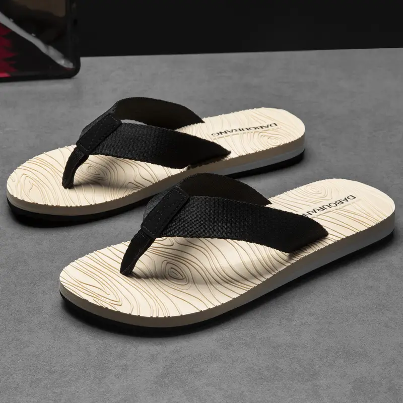 Men's Black Mesh Flip Flops Summer Sandals