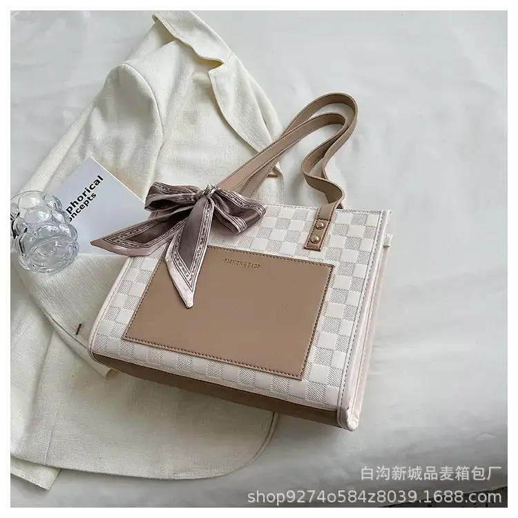 Women's Colorblock Checkered Shoulder Bag 2023 New Arrival - Image 3