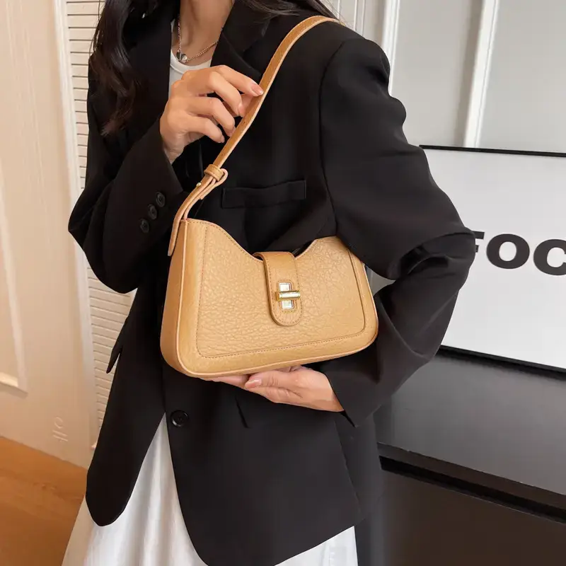 Women's tan square shoulder bag 2023 trendy - Image 7