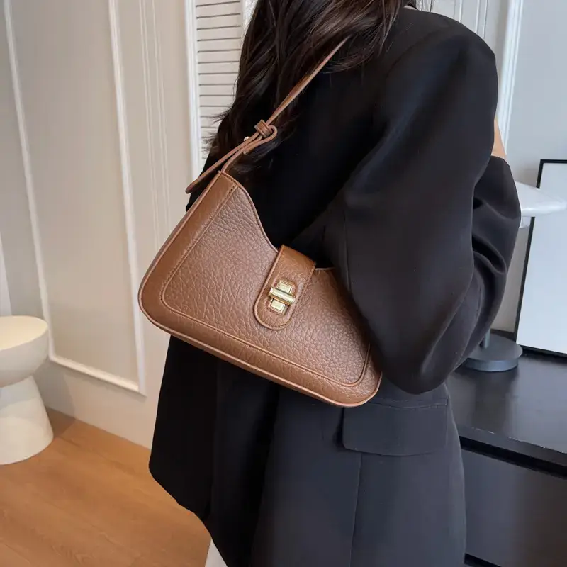 Women's tan square shoulder bag 2023 trendy - Image 2