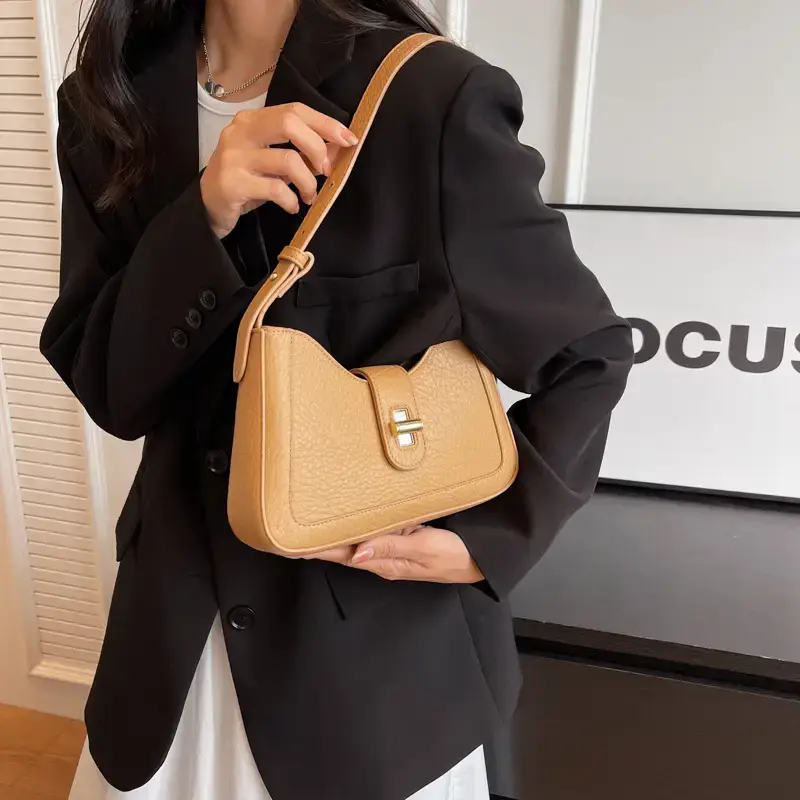 Women's tan square shoulder bag 2023 trendy - Image 3