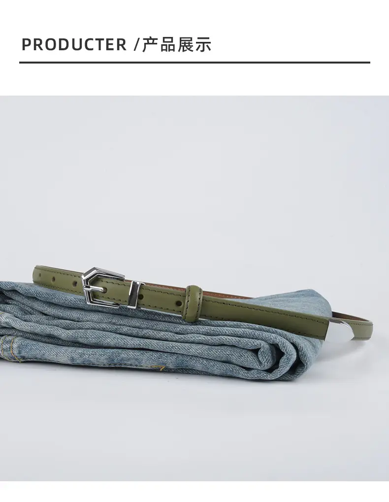 Women's Green Genuine Leather Belt with Adjustable Buckle β feature 10
