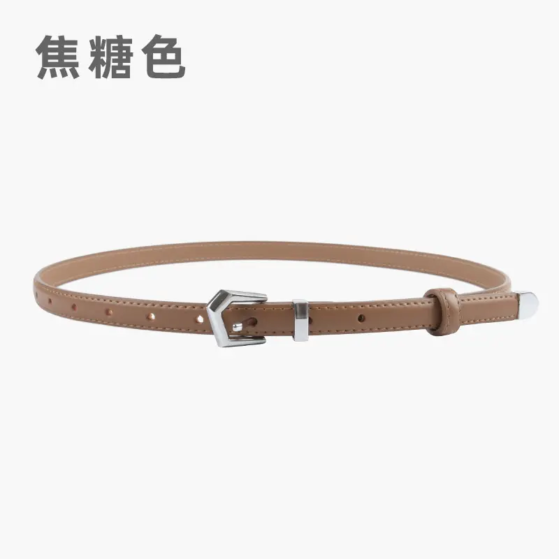 Women's Green Genuine Leather Belt with Adjustable Buckle - Image 2