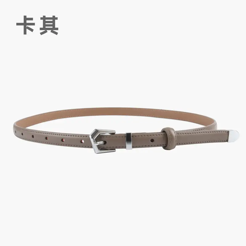 Women's Green Genuine Leather Belt with Adjustable Buckle - Image 5