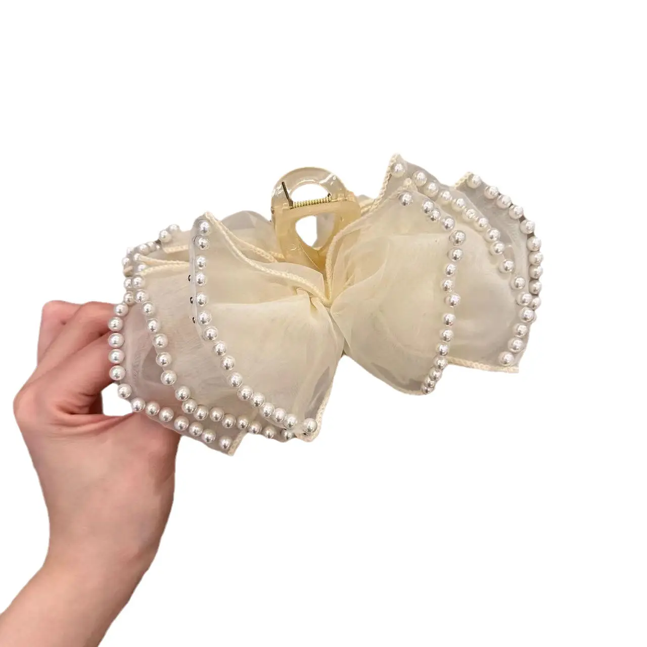 Women's Pearl Bow Hairpin with Bubble Clip - Image 6