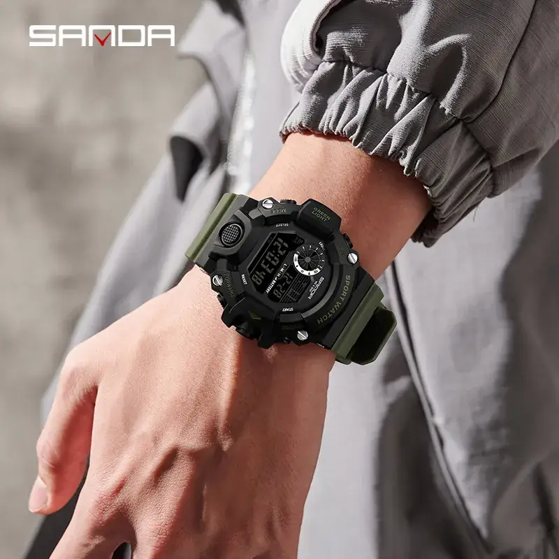 Sanda Sport Watch Male Black Red Digital Outdoor Sports Watch - Image 8