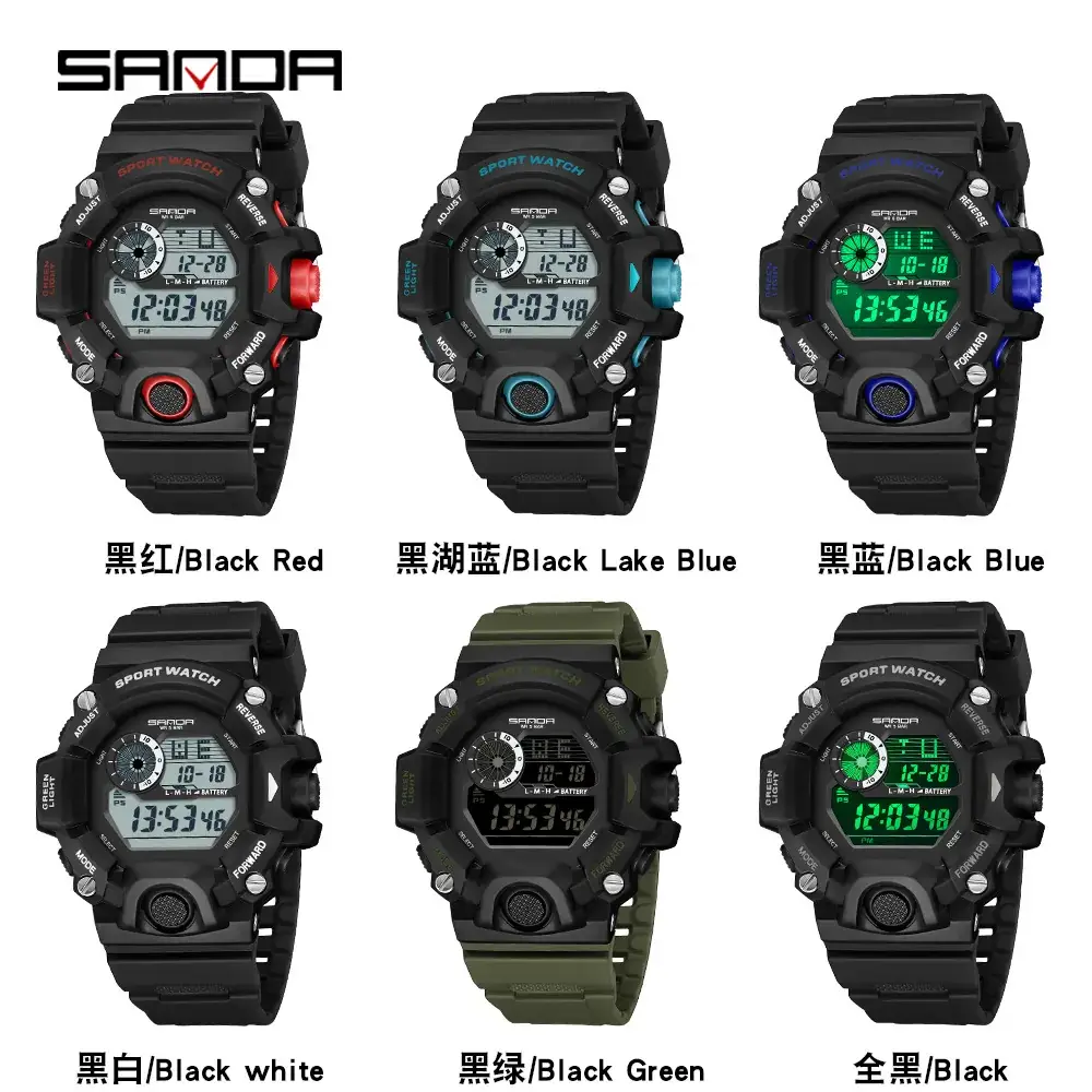 Sanda Sport Watch Male Black Red Digital Outdoor Sports Watch - Image 10