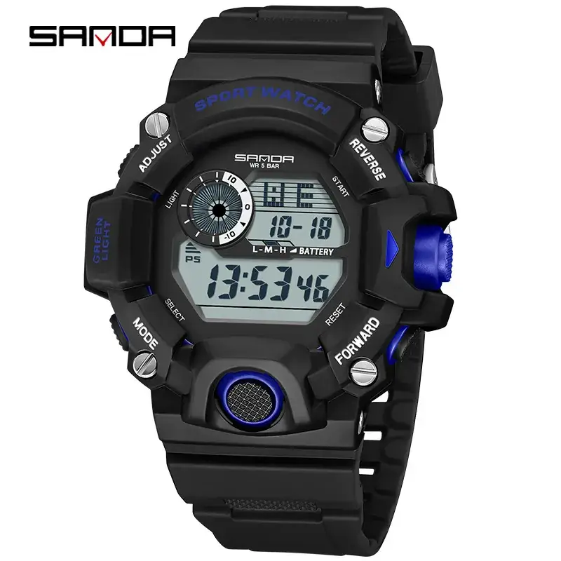 Sanda Sport Watch Male Black Red Digital Outdoor Sports Watch - Image 5