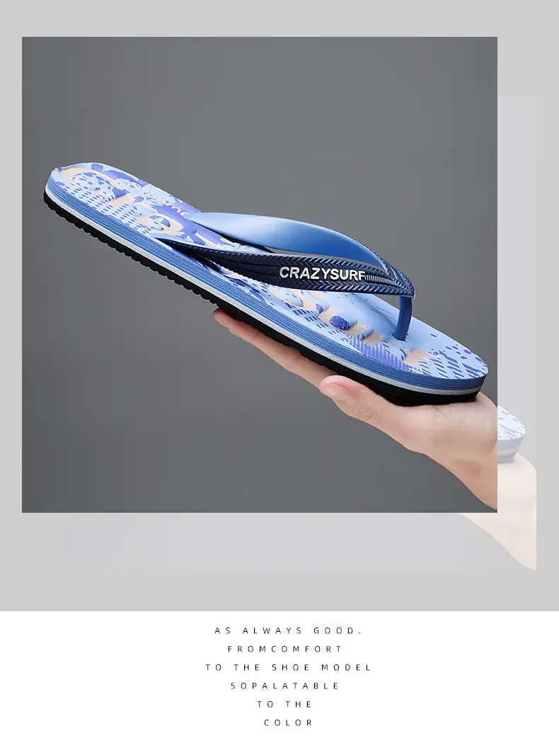Crazy SURE Blue Graffiti Flip Flops Large — feature 1