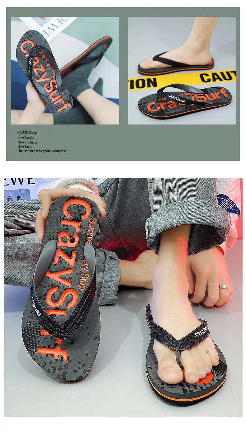 Crazy SURE Blue Graffiti Flip Flops Large — feature 10