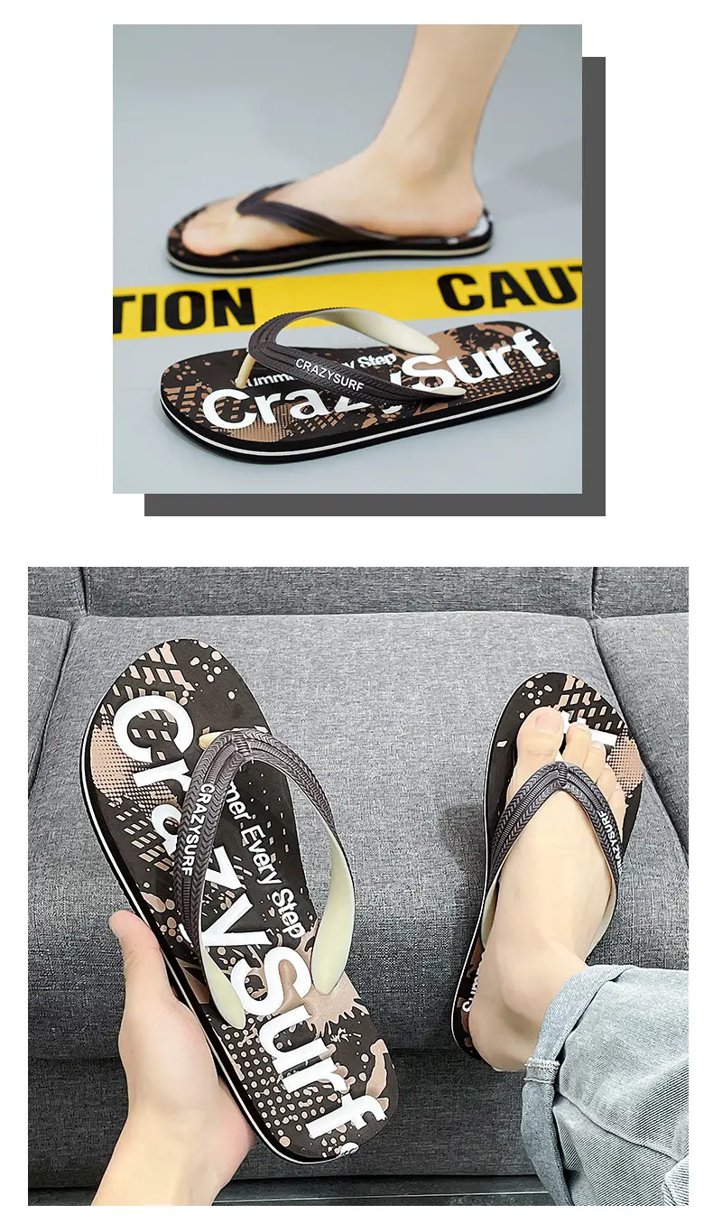Crazy SURE Blue Graffiti Flip Flops Large — feature 12