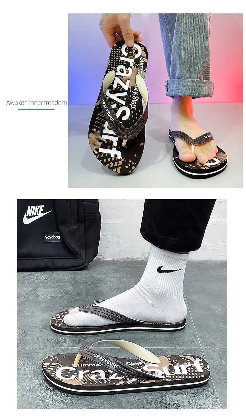 Crazy SURE Blue Graffiti Flip Flops Large — feature 13
