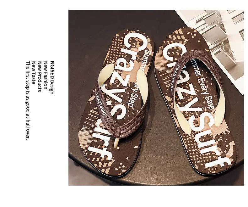 Crazy SURE Blue Graffiti Flip Flops Large — feature 14