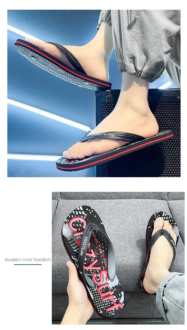 Crazy SURE Blue Graffiti Flip Flops Large — feature 6