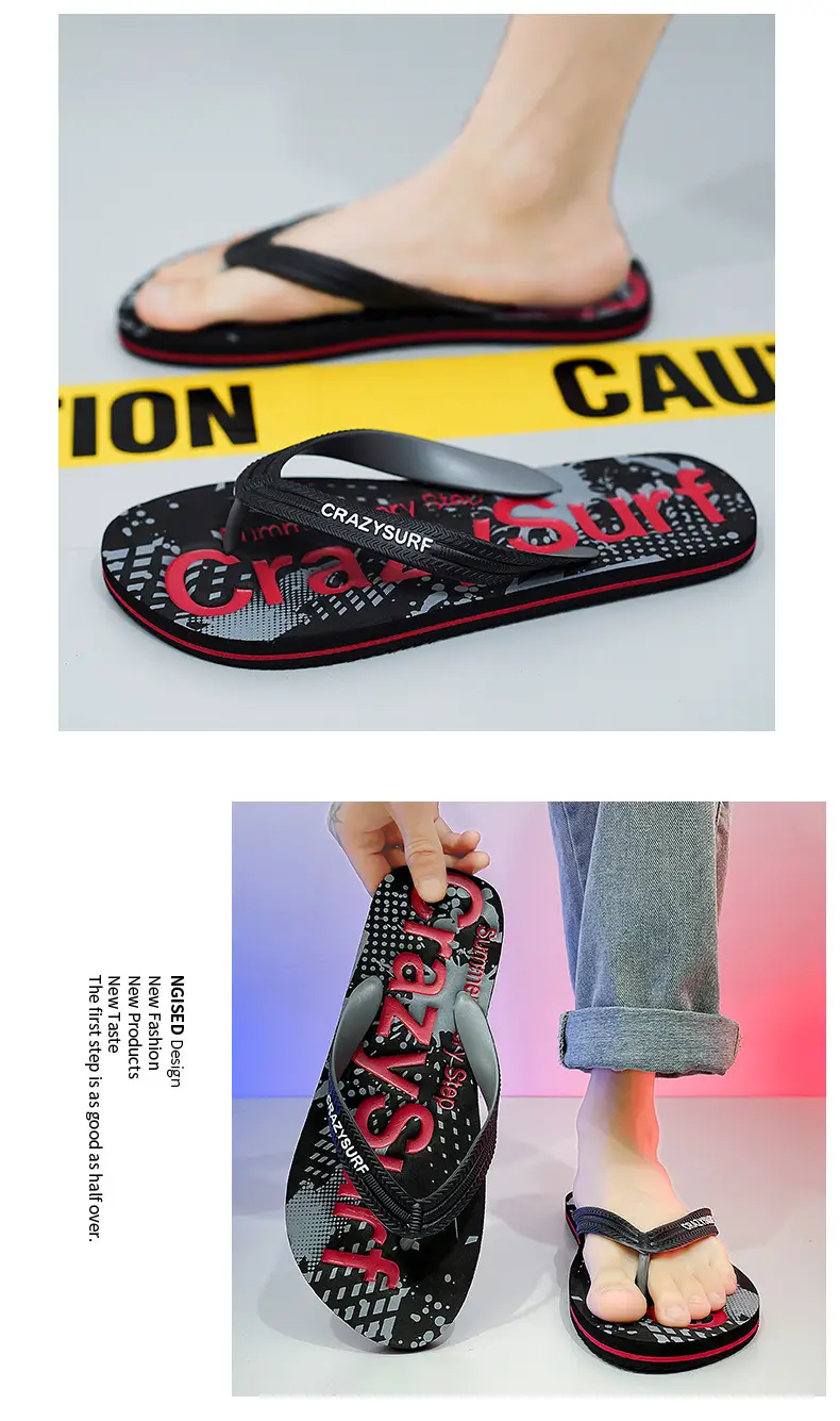 Crazy SURE Blue Graffiti Flip Flops Large — feature 7