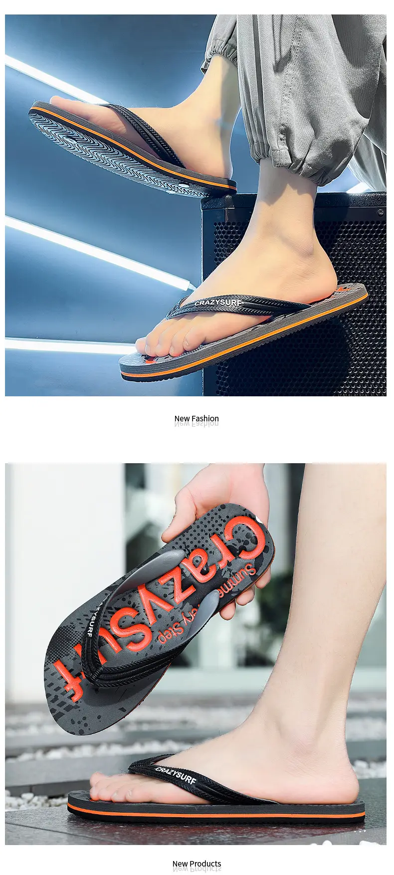 Crazy SURE Blue Graffiti Flip Flops Large — feature 9