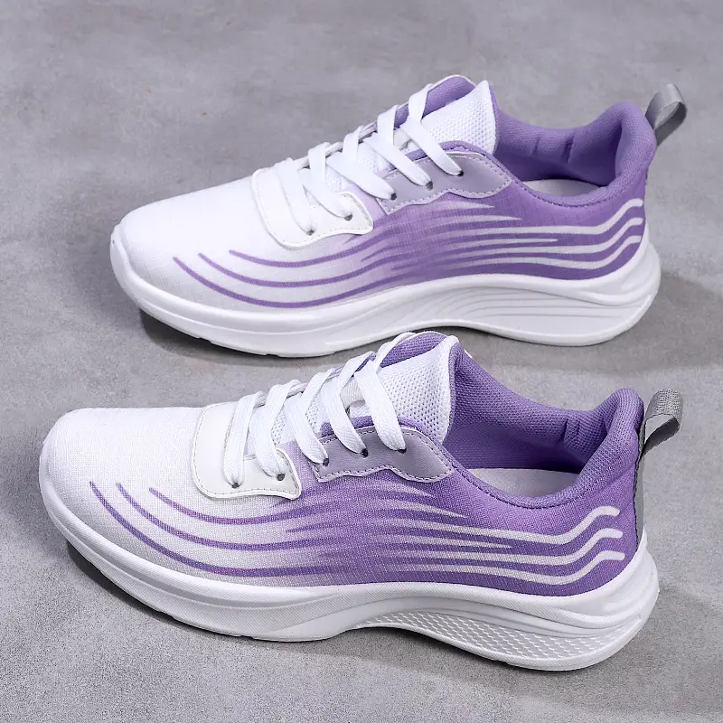 Women Purple Striped Running Shoes 2024 - Image 2