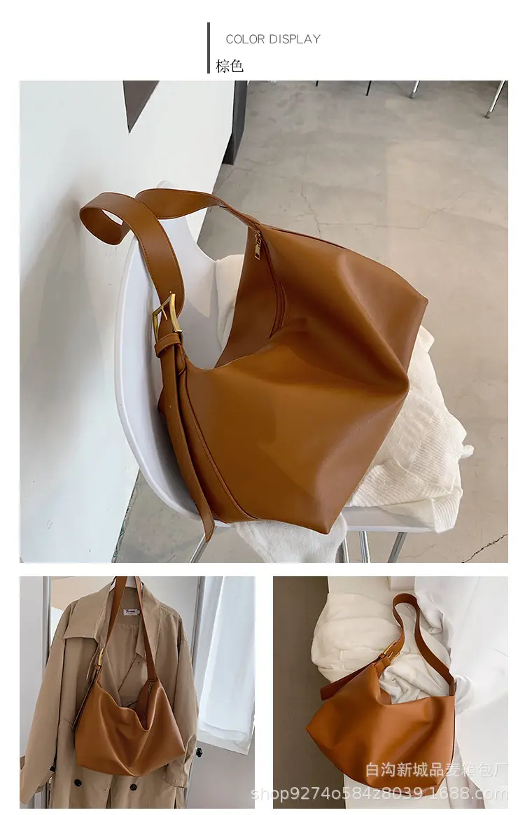 Large Capacity Women's Brown Leather Shoulder Bag 2026 — feature 10