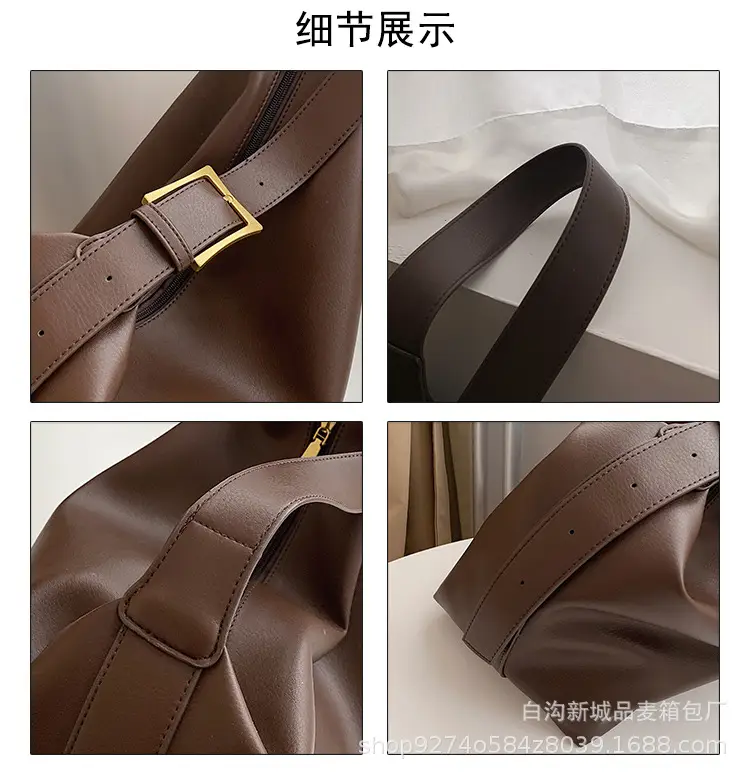 Large Capacity Women's Brown Leather Shoulder Bag 2026 — feature 4