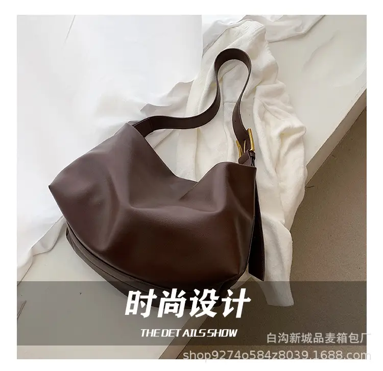 Large Capacity Women's Brown Leather Shoulder Bag 2026 — feature 5