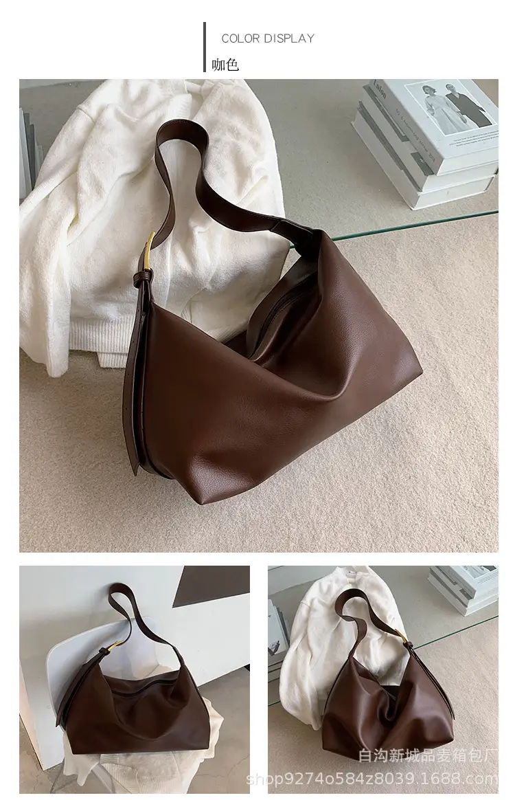 Large Capacity Women's Brown Leather Shoulder Bag 2026 — feature 9