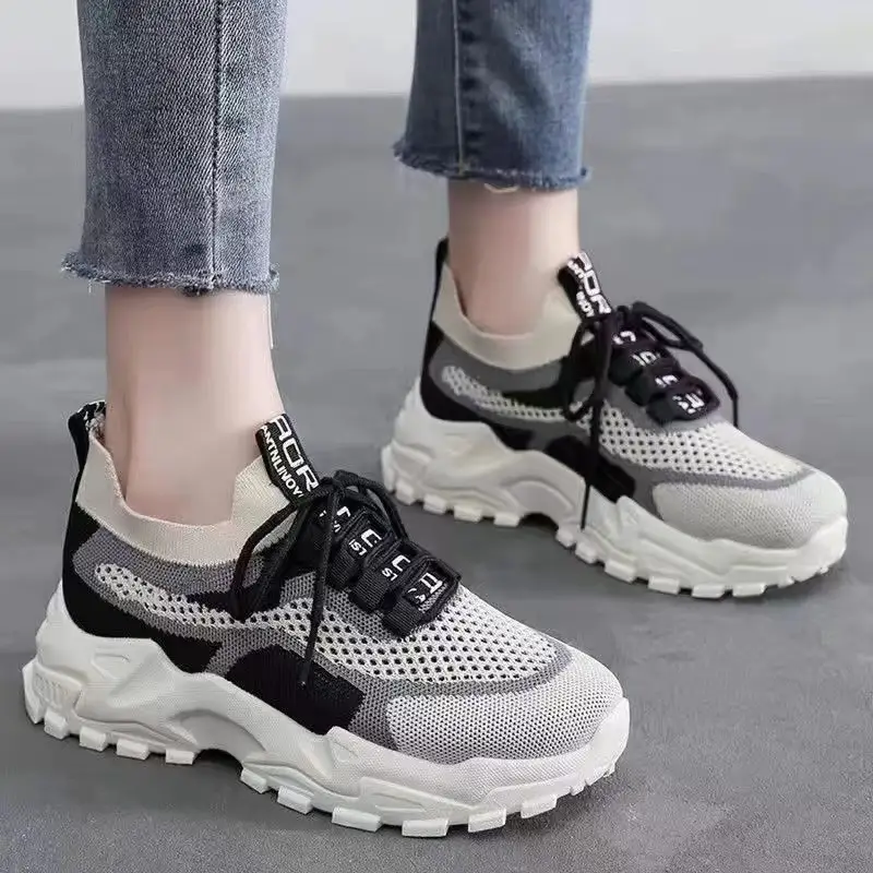 Shoes for Women Summer New Style Women's Dad Shoes Trendy Women's Shoes Fly Woven Breathable Sports Shoes Women's Foreign Trade Wholesale Women's Shoes
