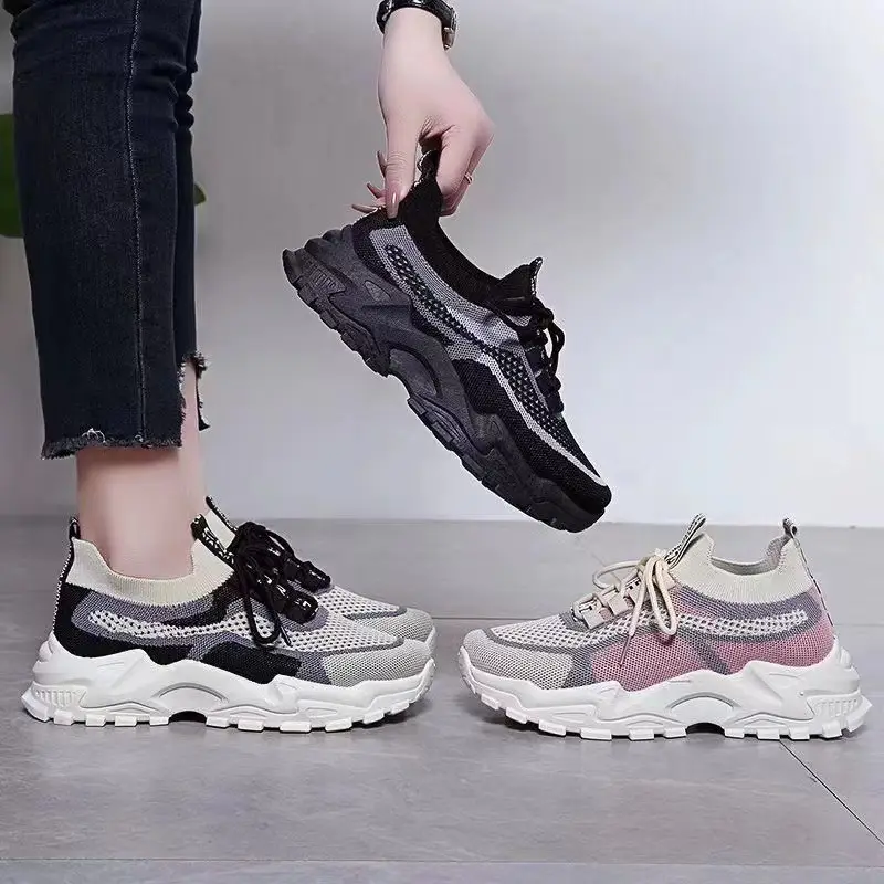 Shoes for Women Summer New Style Women's Dad Shoes Trendy Women's Shoes Fly Woven Breathable Sports Shoes Women's Foreign Trade Wholesale Women's Shoes