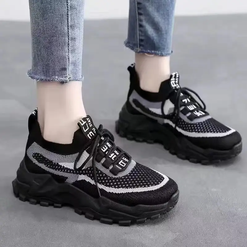 Shoes for Women Summer New Style Women's Dad Shoes Trendy Women's Shoes Fly Woven Breathable Sports Shoes Women's Foreign Trade Wholesale Women's Shoes