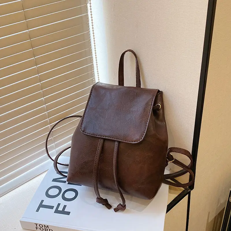 2026 Women's Brown Drawstring Shoulder Bag Spring Summer - Image 2