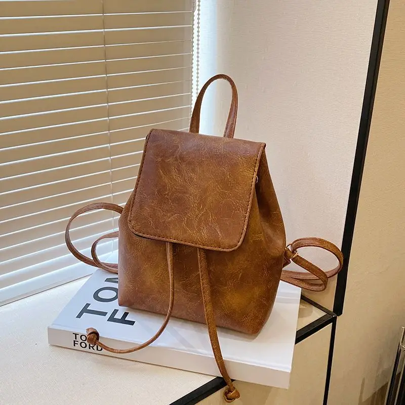 2026 Women's Brown Drawstring Shoulder Bag Spring Summer - Image 3