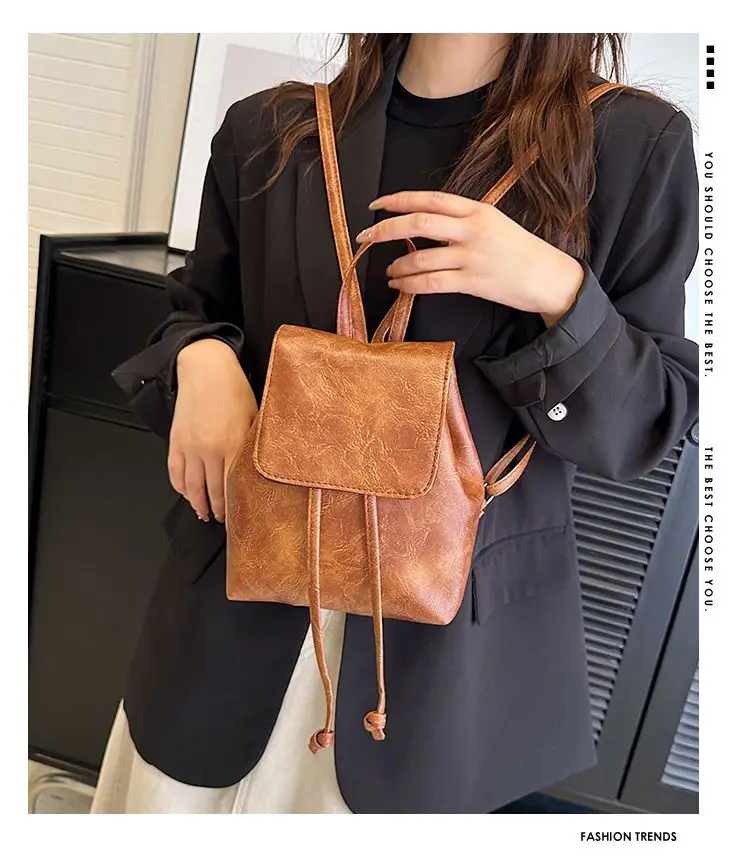 2026 Women's Brown Drawstring Shoulder Bag Spring Summer — feature 1