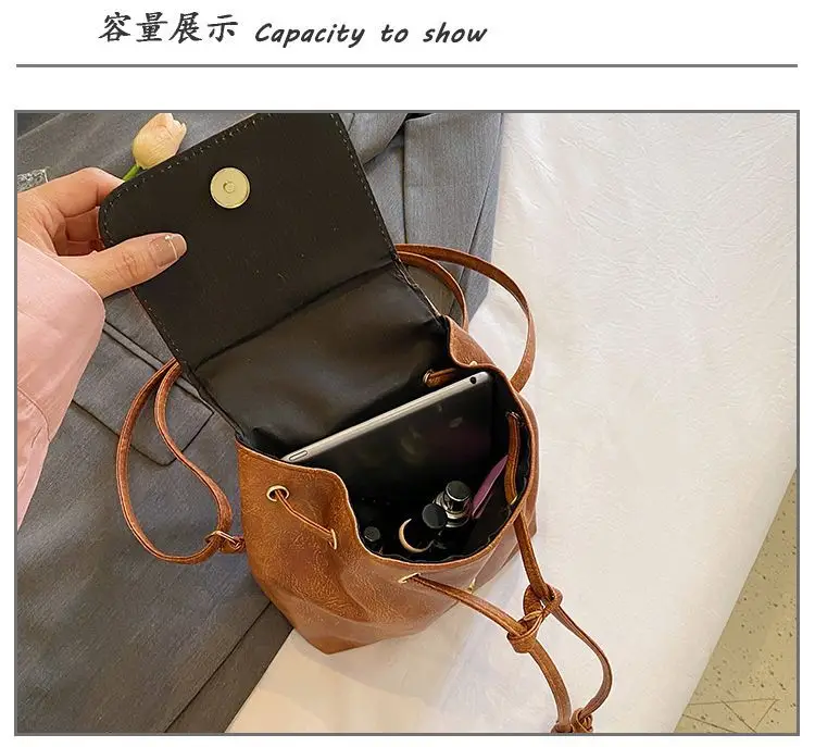 2026 Women's Brown Drawstring Shoulder Bag Spring Summer — feature 7